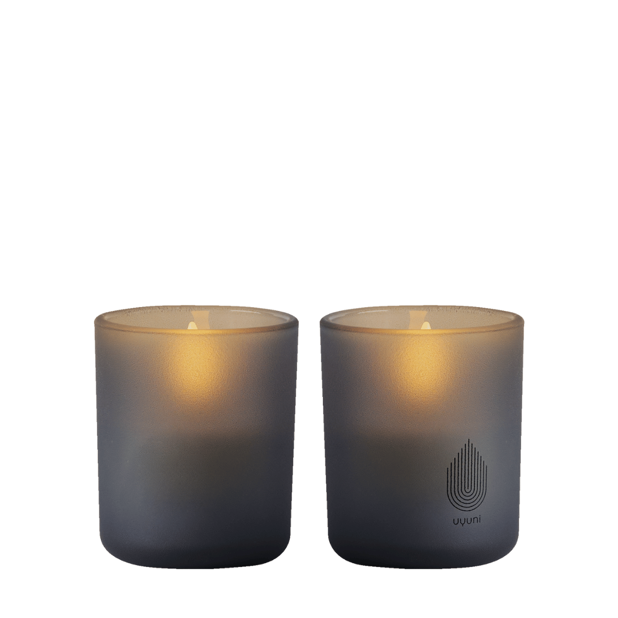 Uyuni Set of 2 LED Candles in Glass - Grey - Ø 6 x H7 cm