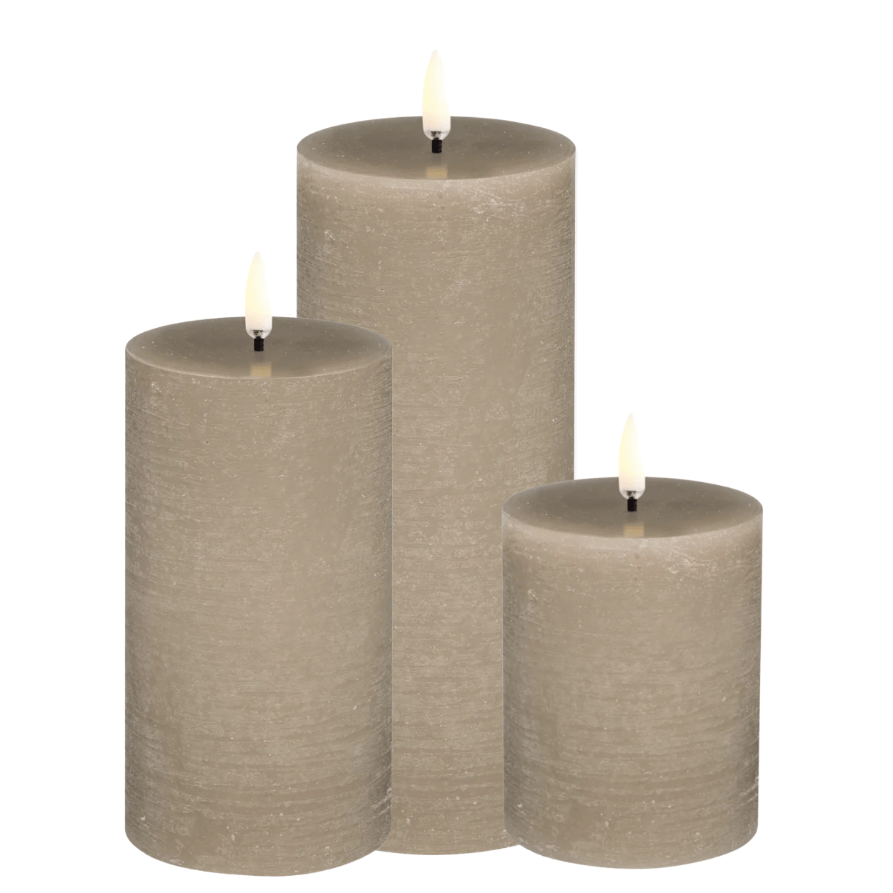 Uyuni Set of 3 LED Pillar Candles – Sandstone