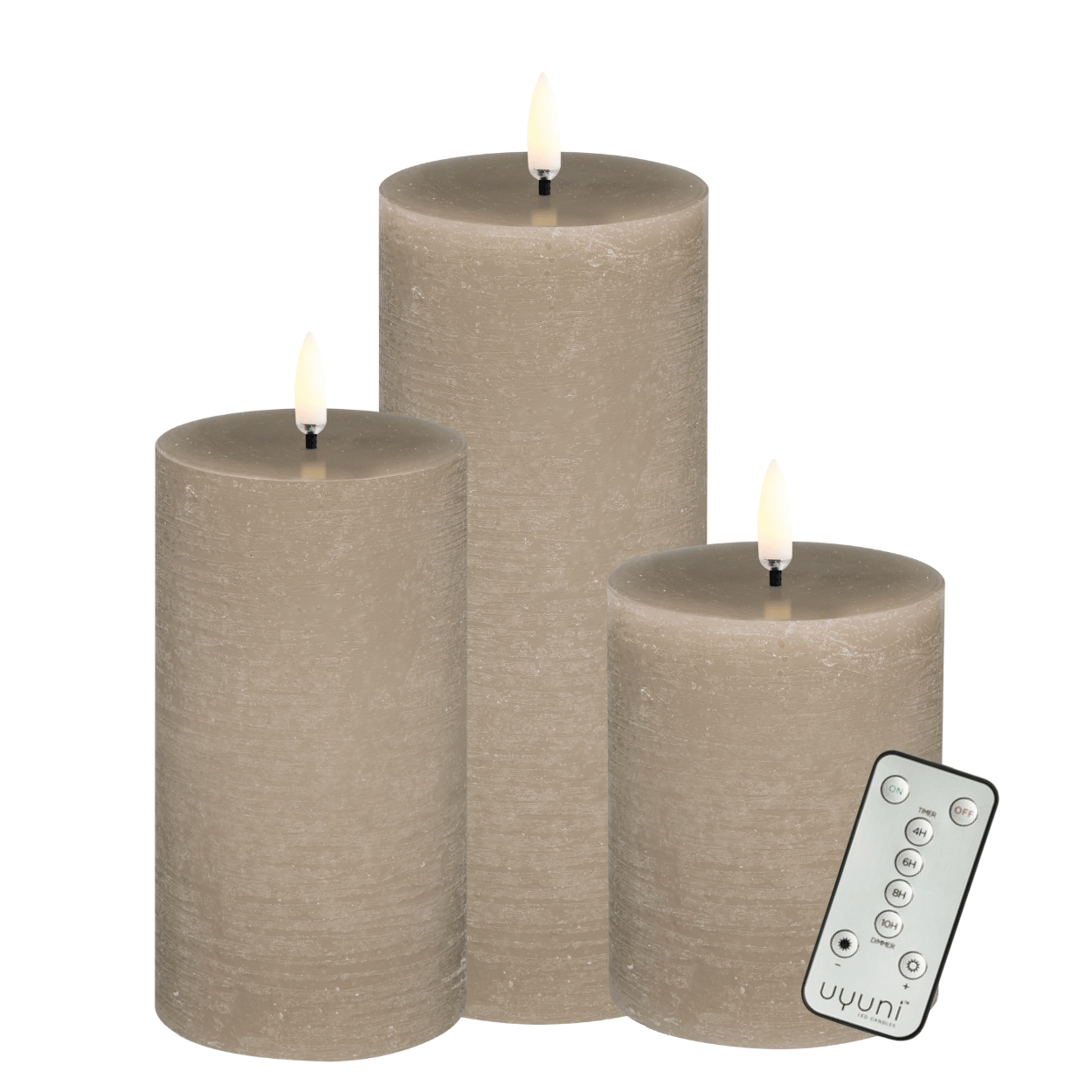 Uyuni Set of 3 LED Pillar Candles – Sandstone