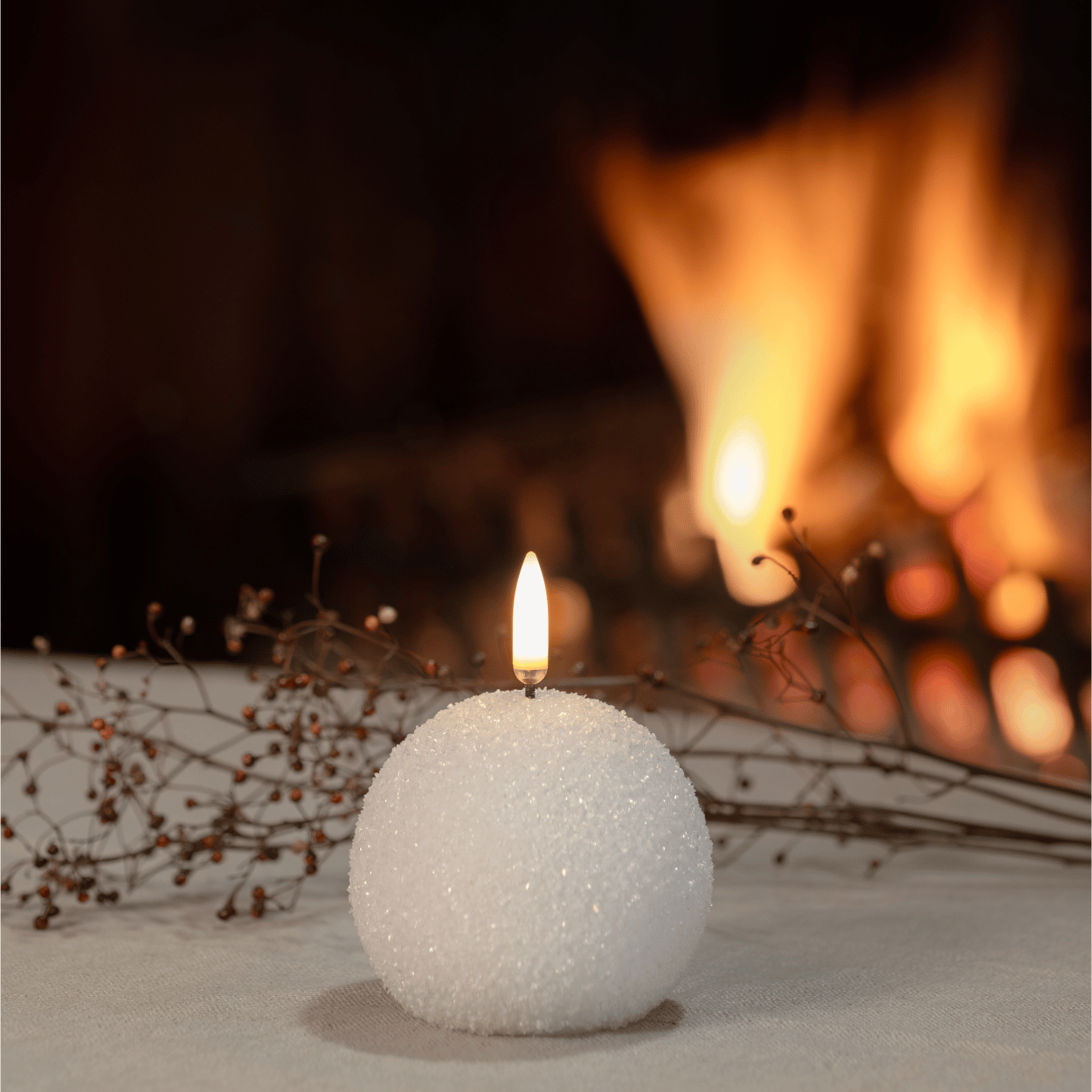 Uyuni Snowball LED Candle, Nordic White, Glitter, 7x7 cm