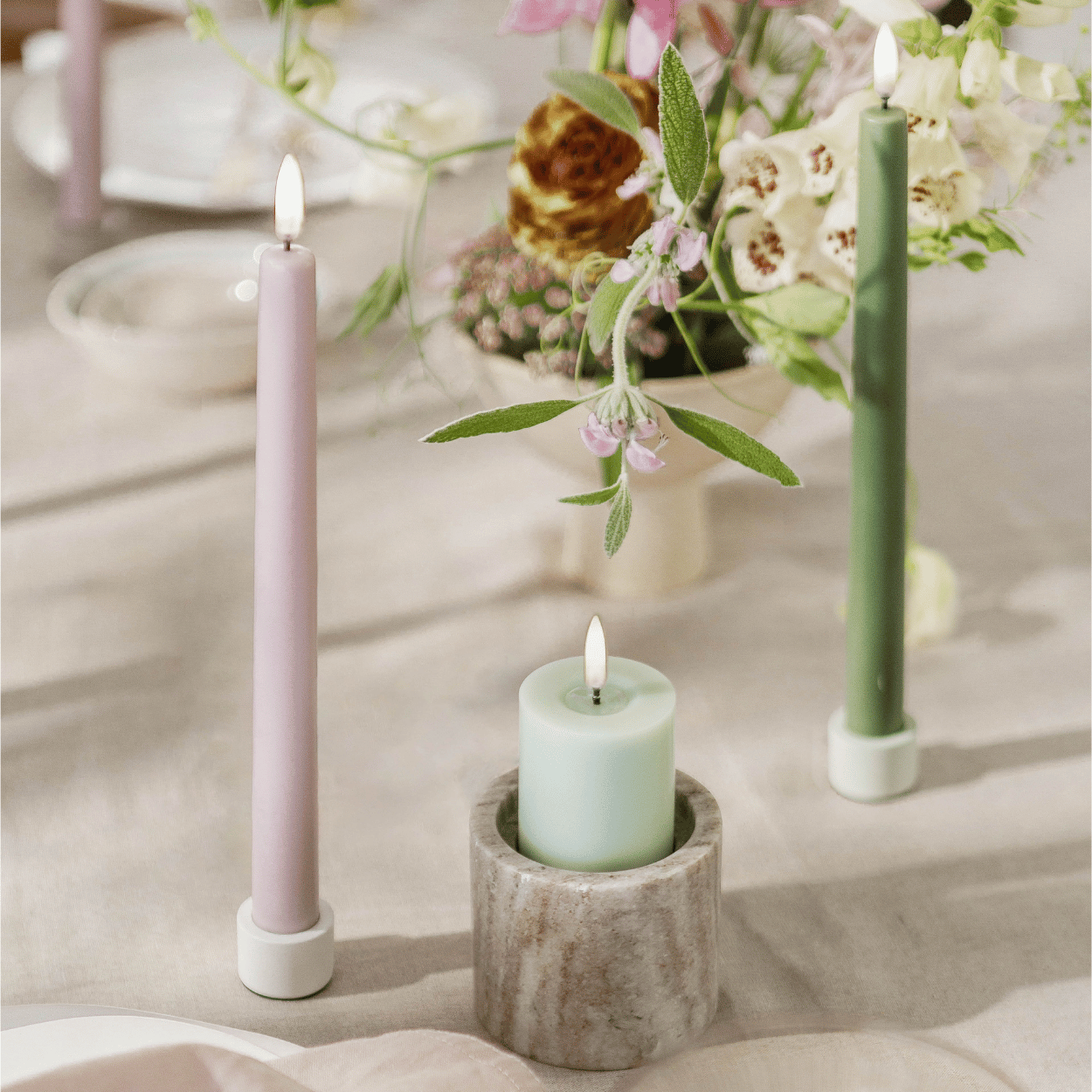 Uyuni LED dinner candle, Light Lavender, Smooth, 2 pieces, 2.3x25 cm