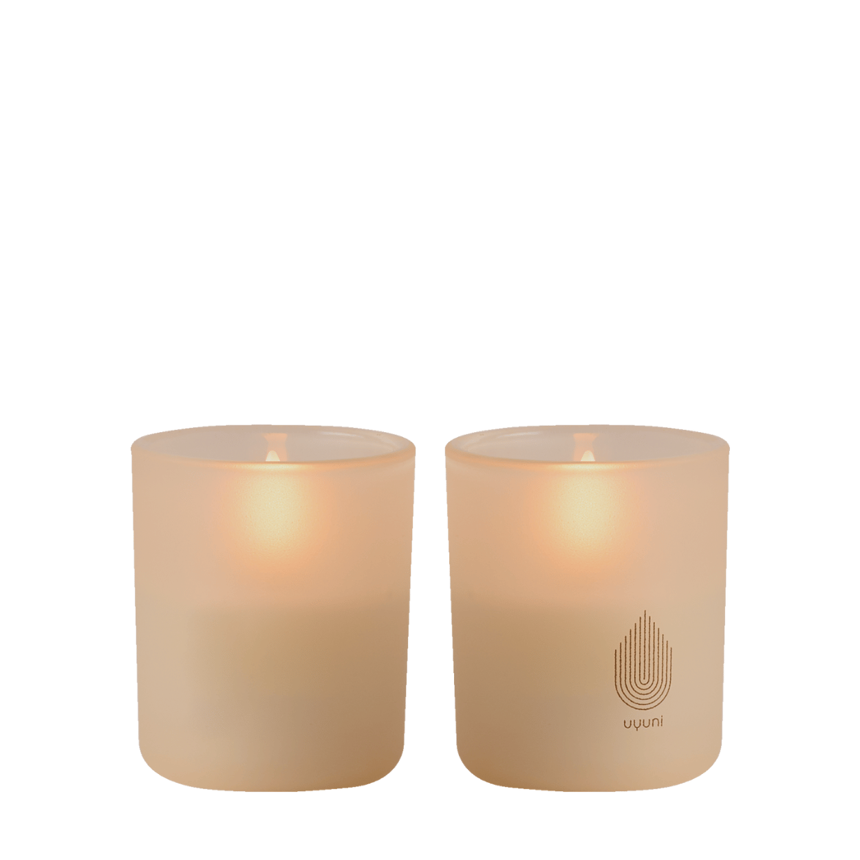 Uyuni Set mit 2 LED-Kerzen aus Glas – Beige – Ø 6 x H7 cm